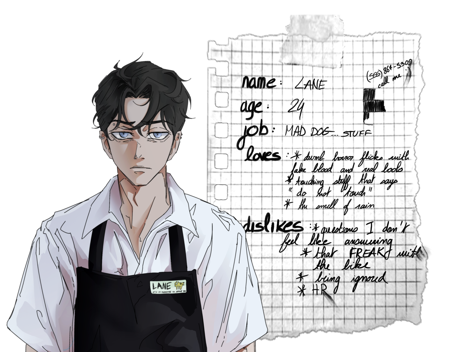 Lane, the coworker character in Big Bad Dogs